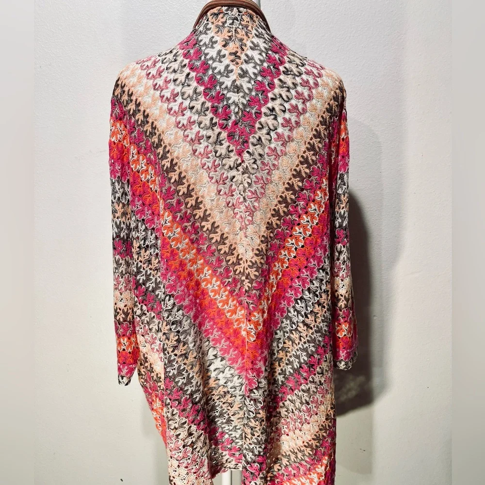 Zozo cardigan poncho cottage Core colorful Y2K stripes see through women’s 2X - Picture 4 of 9